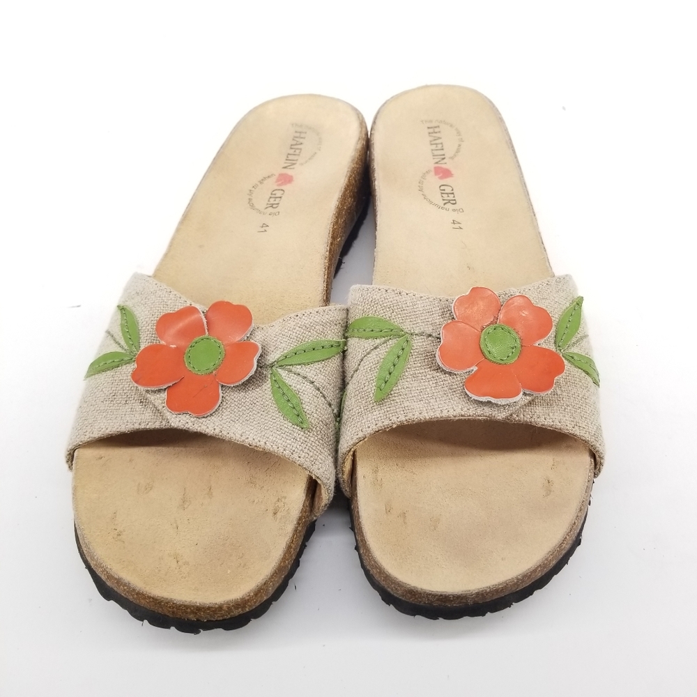 B56 Haflinger Women Sandal Shoe Size 9.5/10 EUR 41 Floral Wedge Slide